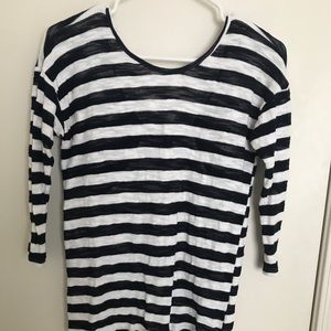Dark Blue and White Striped Tee